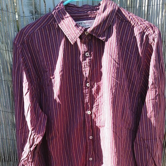 Levi's Red Tab Men's Maroon Striped Button Down - L - Picture 1 of 13